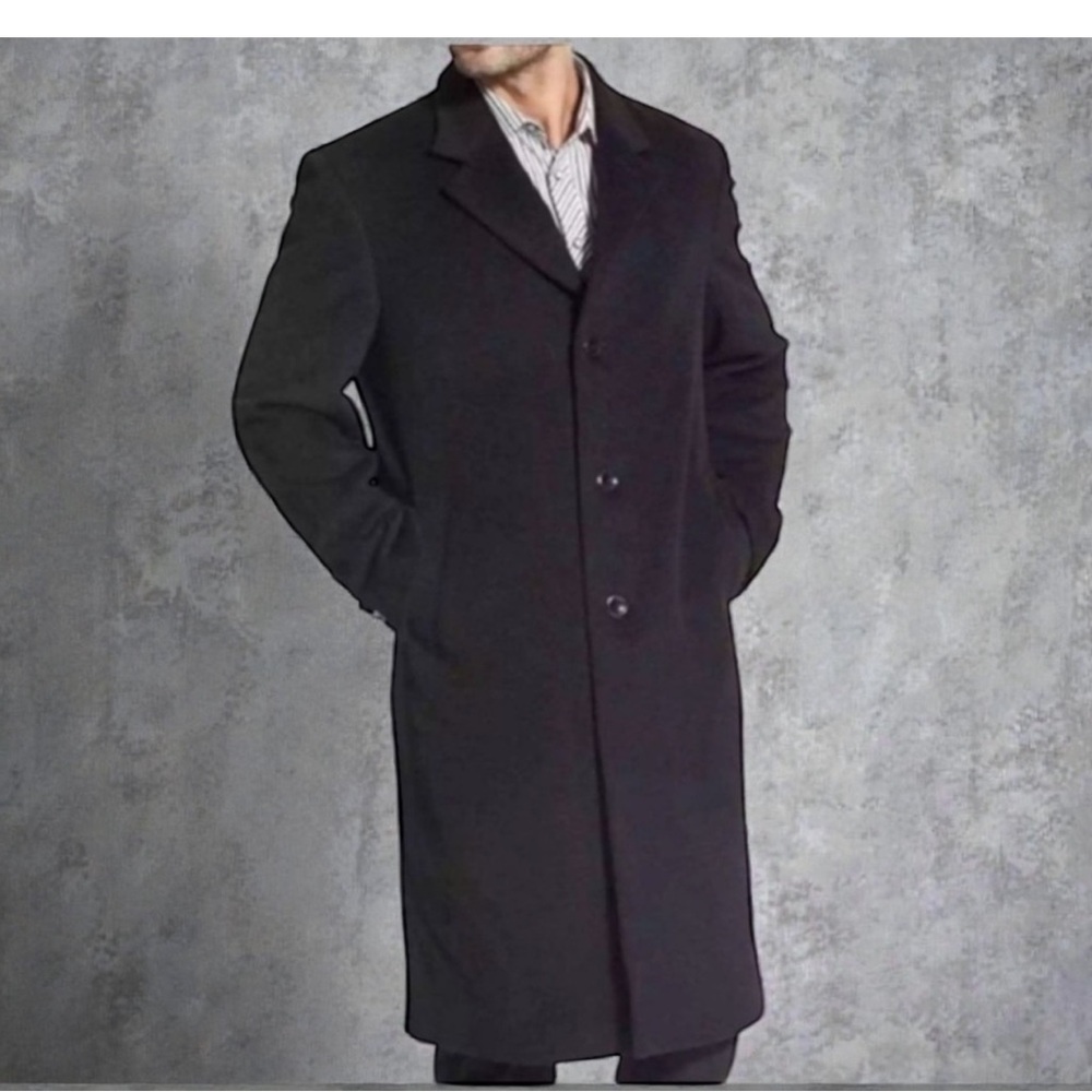 JOS A BANK Mens 42L WOOL CASHMERE Long Overcoat Coat